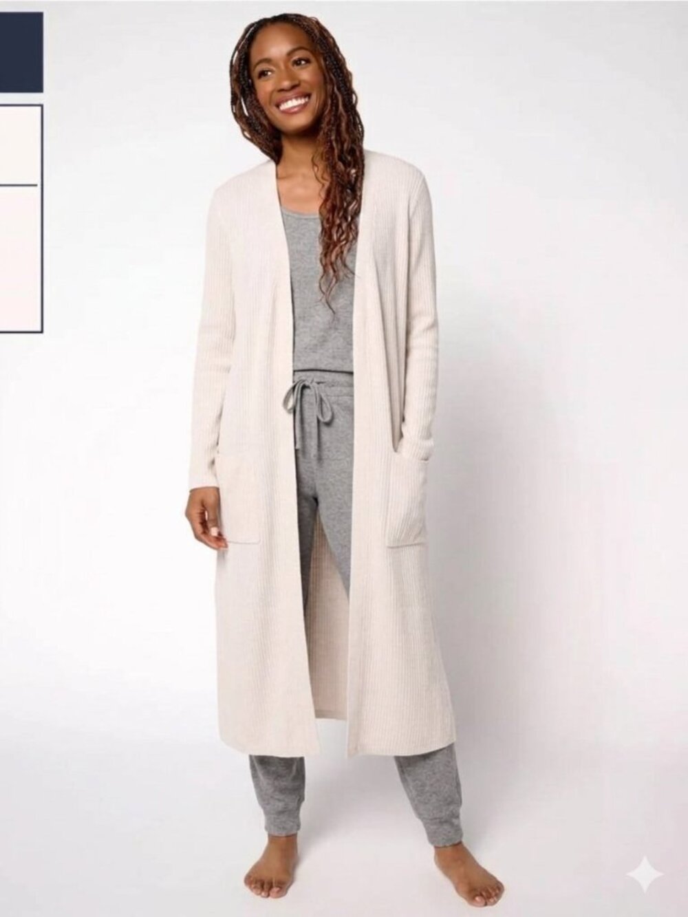 Barefoot Dreams NWOT CozyChic Ultra Lite Everything Long Cardigan Size L Cream